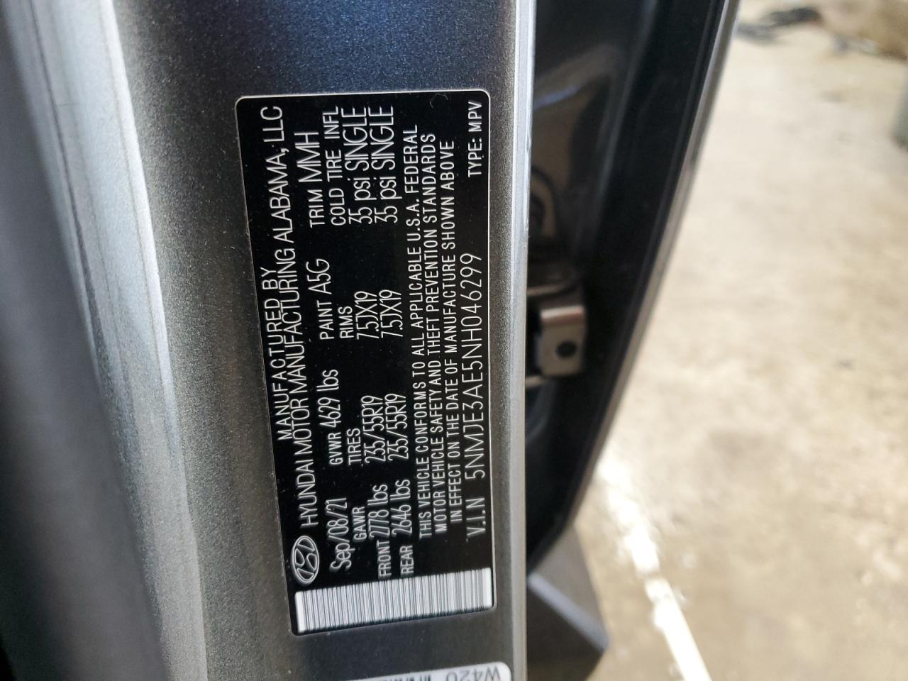 2022 HYUNDAI TUCSON LIMITED VIN:5NMJE3AE5NH046299