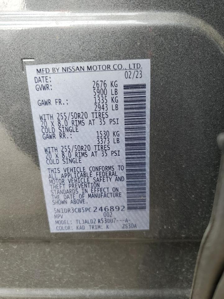2023 NISSAN PATHFINDER SL VIN:5N1DR3CB5PC246892