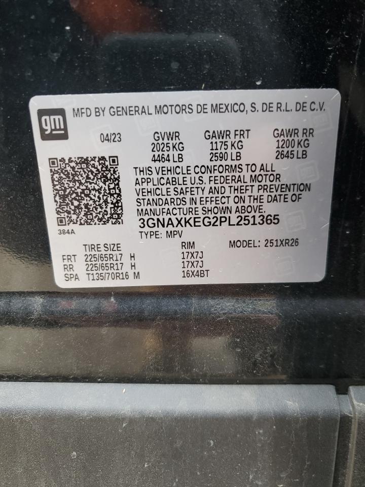 2023 CHEVROLET EQUINOX LT VIN:3GNAXKEG2PL251365