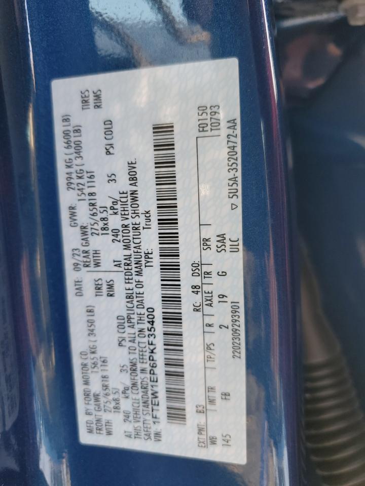 2023 FORD F150 SUPERCREW VIN:1FTEW1EP6PKF35400