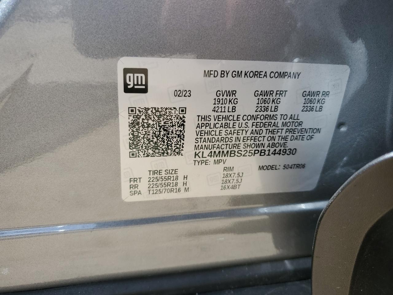 2023 BUICK ENCORE GX PREFERRED VIN:KL4MMBS25PB144930