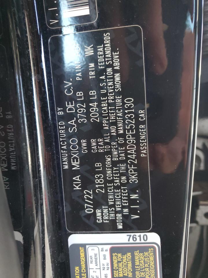 2023 KIA FORTE LX VIN:3KPF24AD9PE523130
