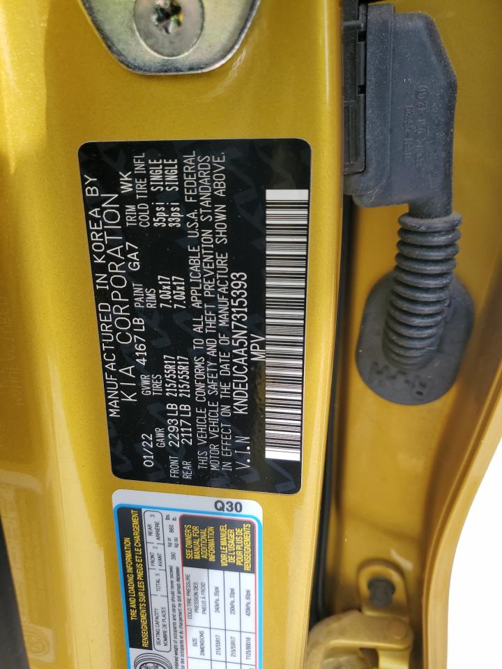 2022 KIA SELTOS S VIN:KNDEUCAA5N7315393