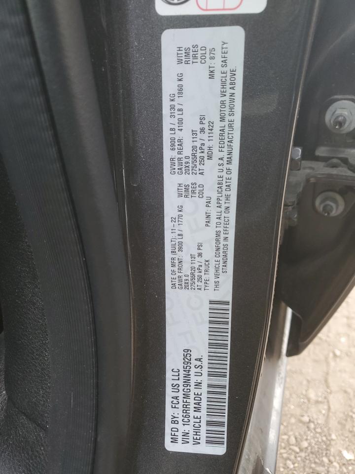 2022 RAM 1500 BIG HORN/LONE STAR VIN:1C6RRFMG9NN459259