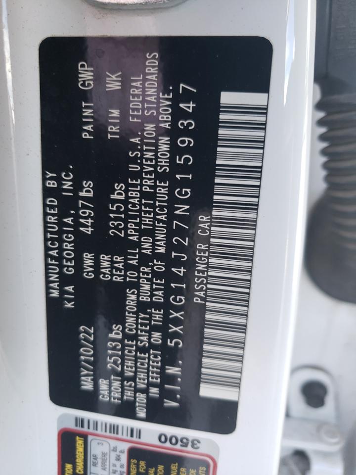 2022 KIA K5 LXS VIN:5XXG14J27NG159347