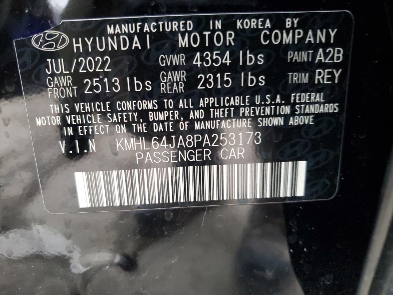 2023 HYUNDAI SONATA SEL VIN:KMHL64JA8PA253173
