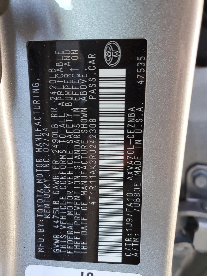 2024 TOYOTA CAMRY LE VIN:4T1R11AK3RU242308
