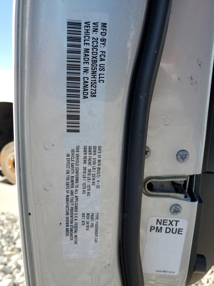 2022 DODGE CHARGER SXT VIN:2C3CDXBG5NH152738