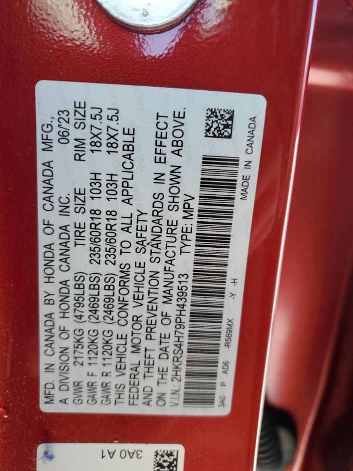 2023 HONDA CR-V EXL VIN:2HKRS4H79PH439513