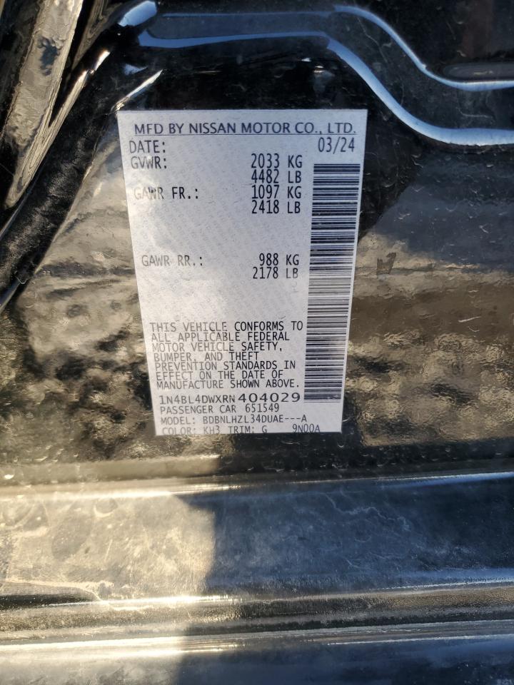 2024 NISSAN ALTIMA SV VIN:1N4BL4DWXRN404029