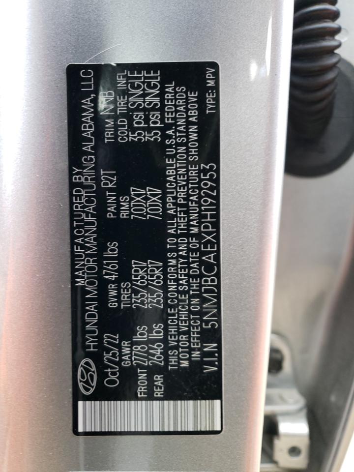 2023 HYUNDAI TUCSON SEL VIN:5NMJBCAEXPH192953