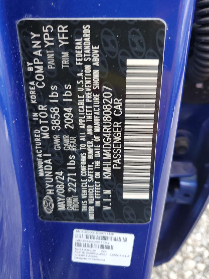 2024 HYUNDAI ELANTRA SEL VIN:KMHLM4DG4RU808207