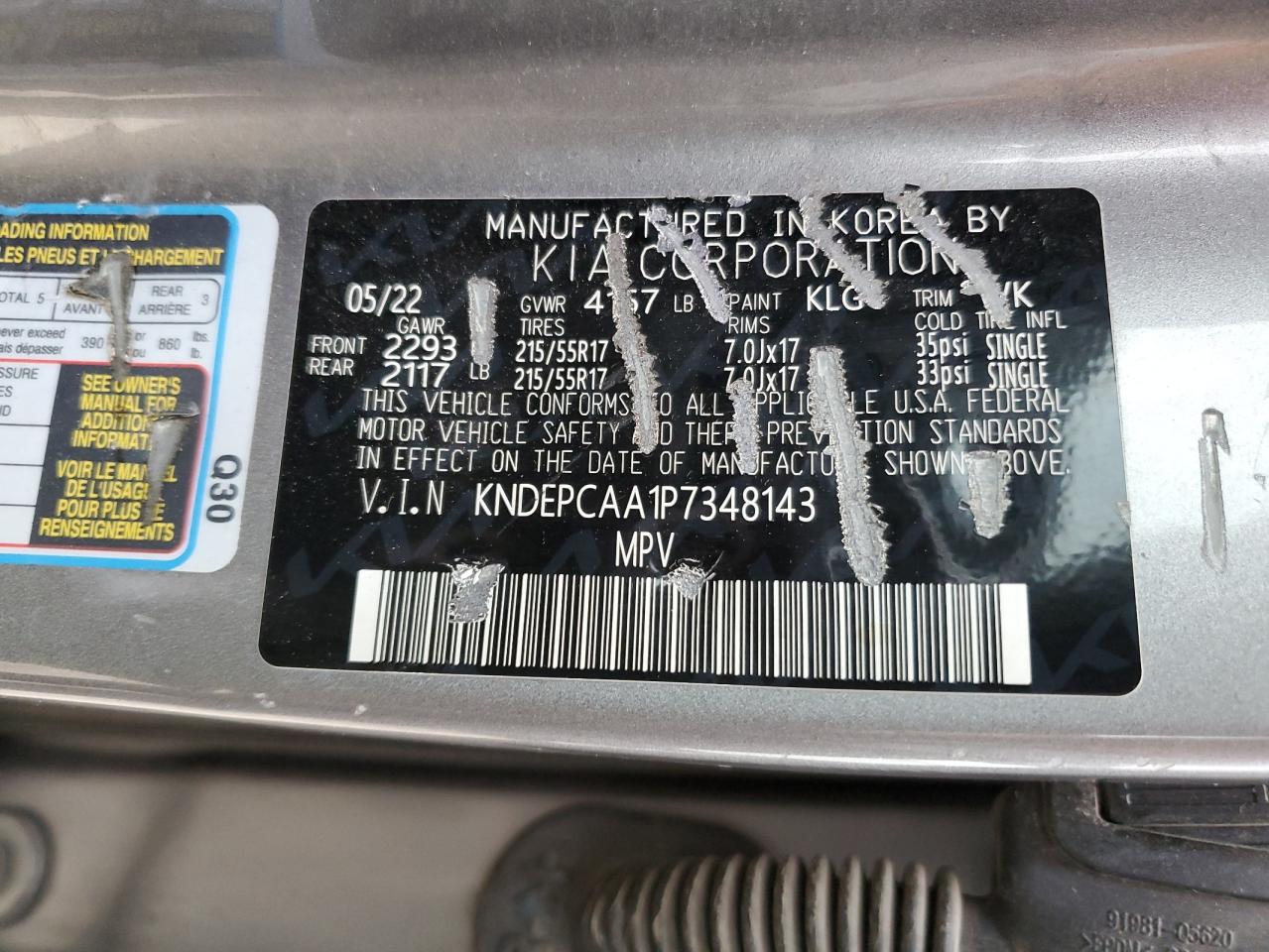 2023 KIA SELTOS LX VIN:KNDEPCAA1P7348143