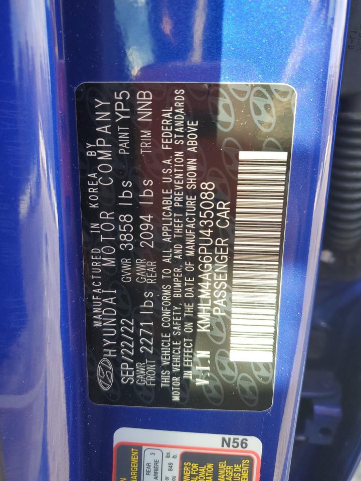 2023 HYUNDAI ELANTRA SEL VIN:KMHLM4AG6PU435088