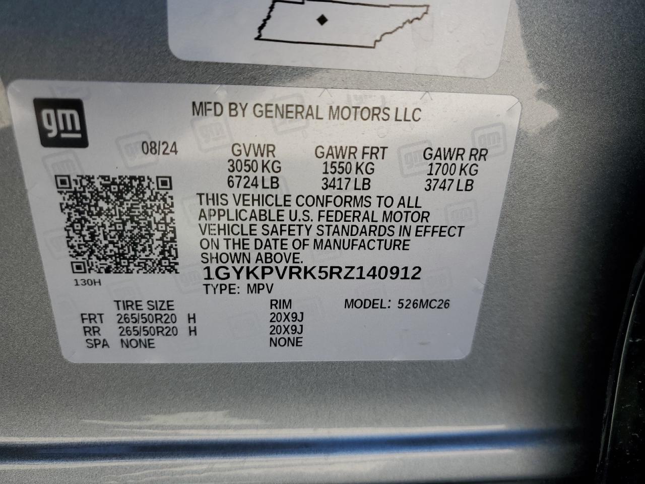 2024 CADILLAC LYRIQ SPORT VIN:1GYKPVRK5RZ140912