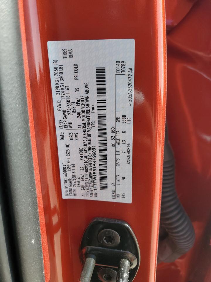 2023 FORD F150 SUPERCREW VIN:1FTFW1E51PKF96091