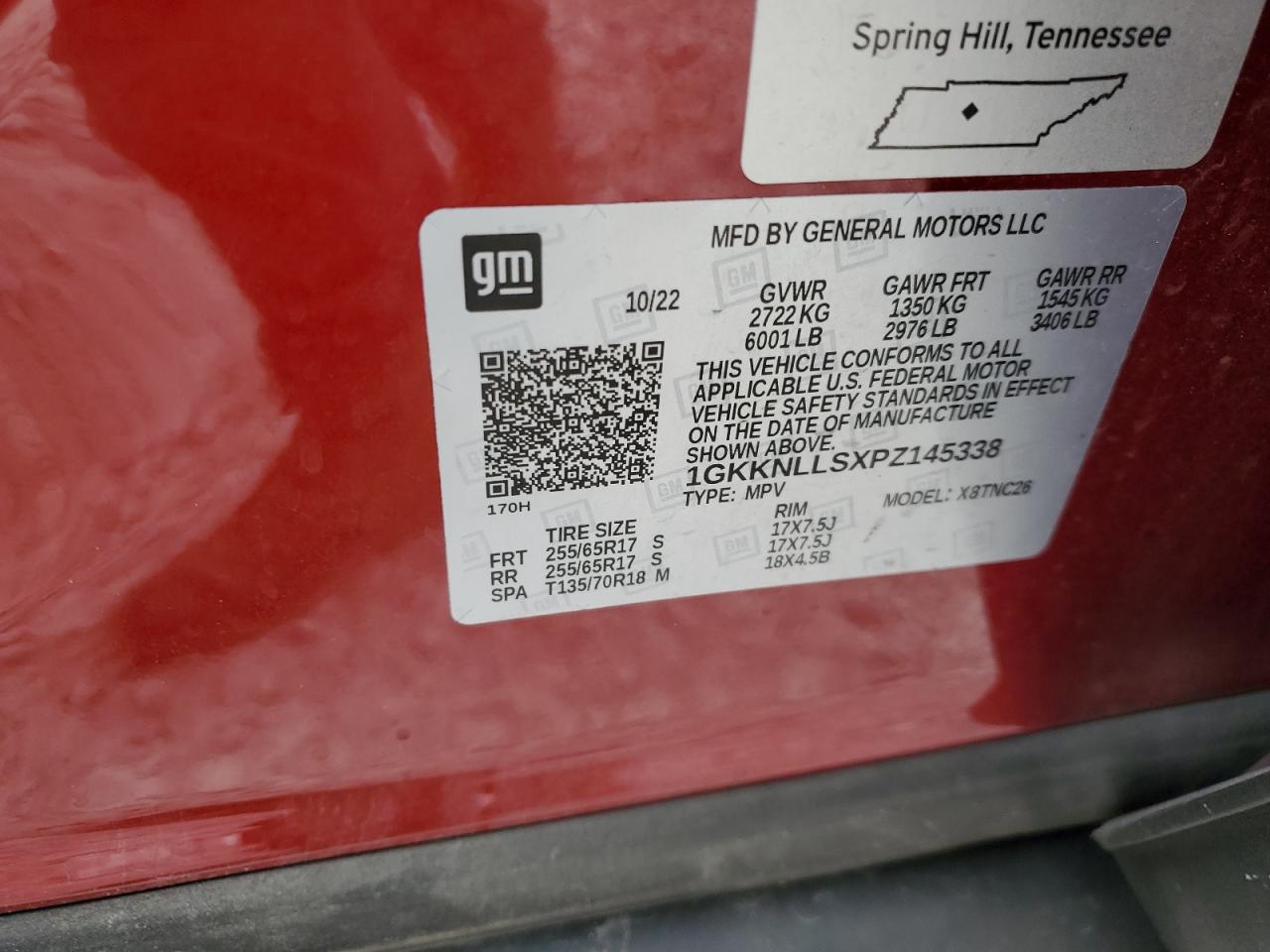 2023 GMC ACADIA AT4 VIN:1GKKNLLSXPZ145338