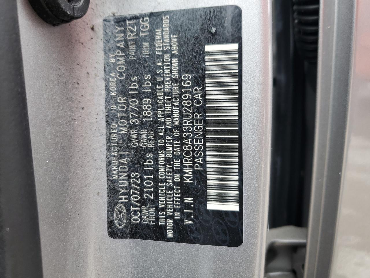 2024 HYUNDAI VENUE SEL VIN:KMHRC8A33RU289169