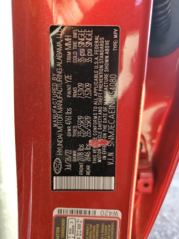 2022 HYUNDAI TUCSON LIMITED VIN:1HGCV1F36NA051379