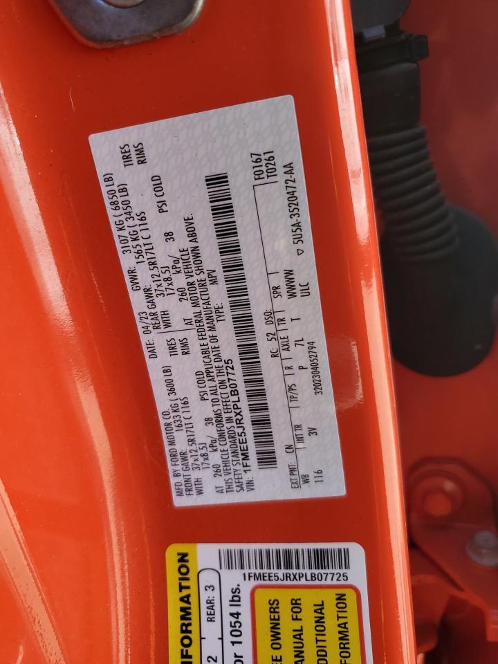 2023 FORD BRONCO RAPTOR VIN:1FMEE5JRXPLB07725