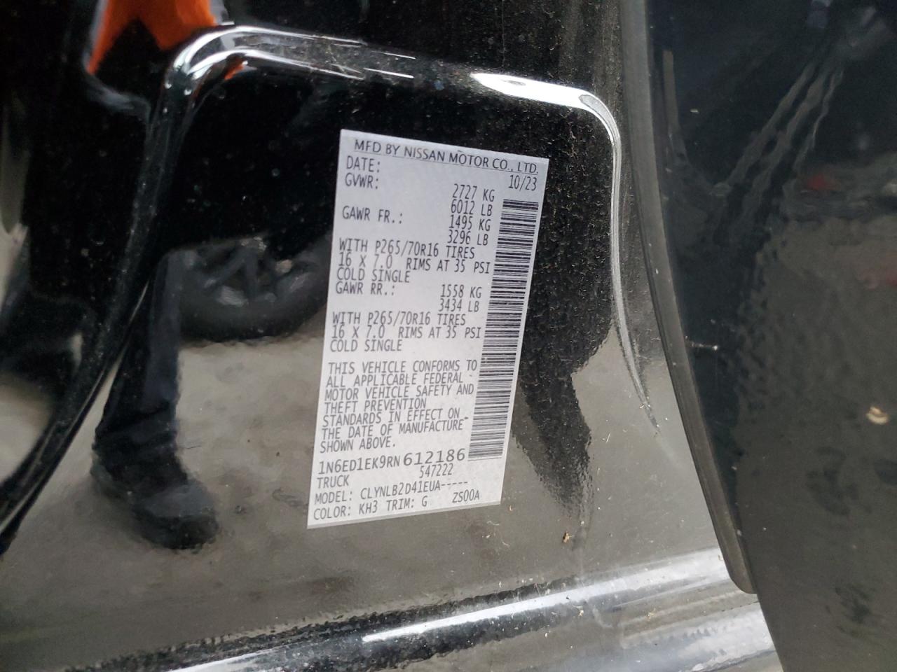2024 NISSAN FRONTIER S VIN:1N6ED1EK9RN612186