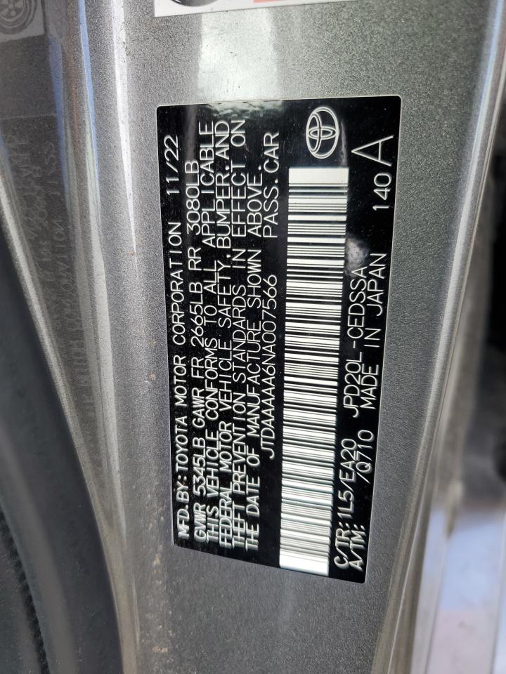 2022 TOYOTA MIRAI LE VIN:JTDAAAAA6NA007566