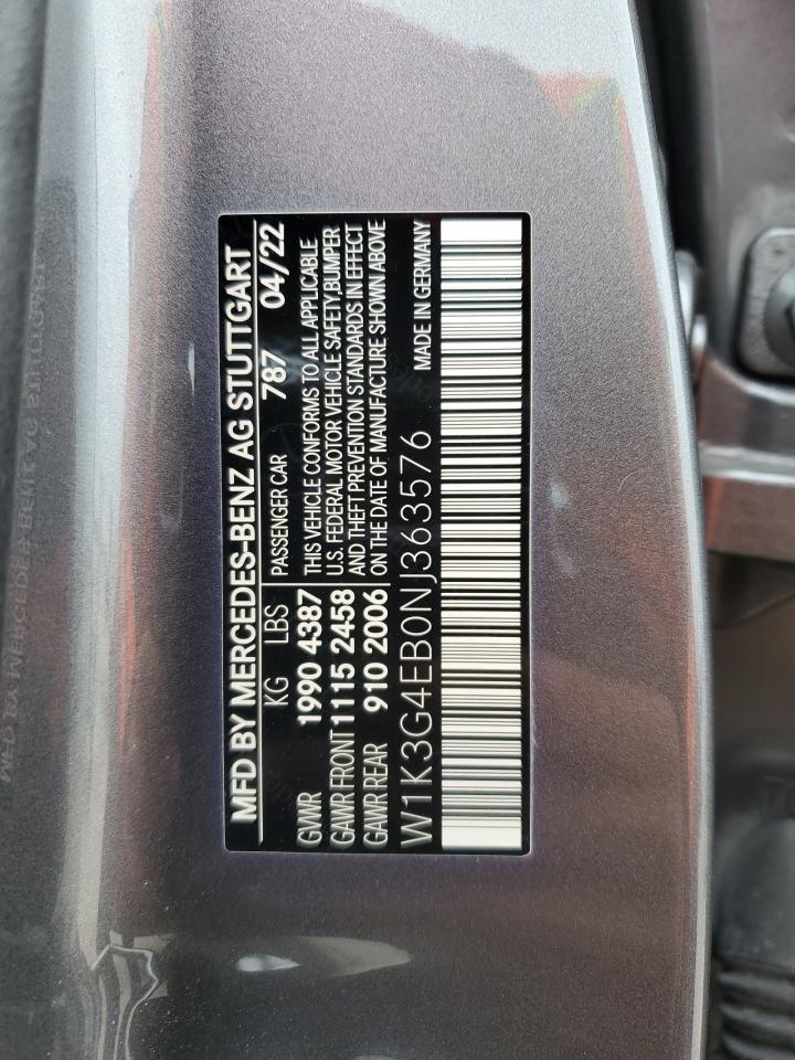 2022 MERCEDES-BENZ A 220 VIN:W1K3G4EB0NJ363576