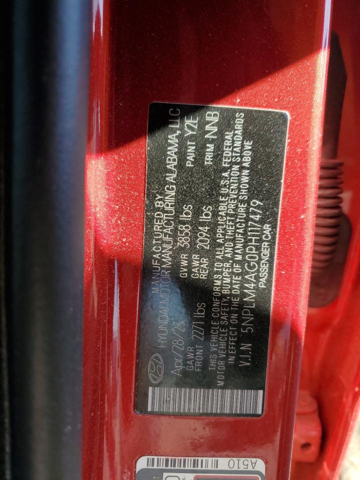 2023 HYUNDAI ELANTRA SEL VIN:5NPLM4AG0PH117479