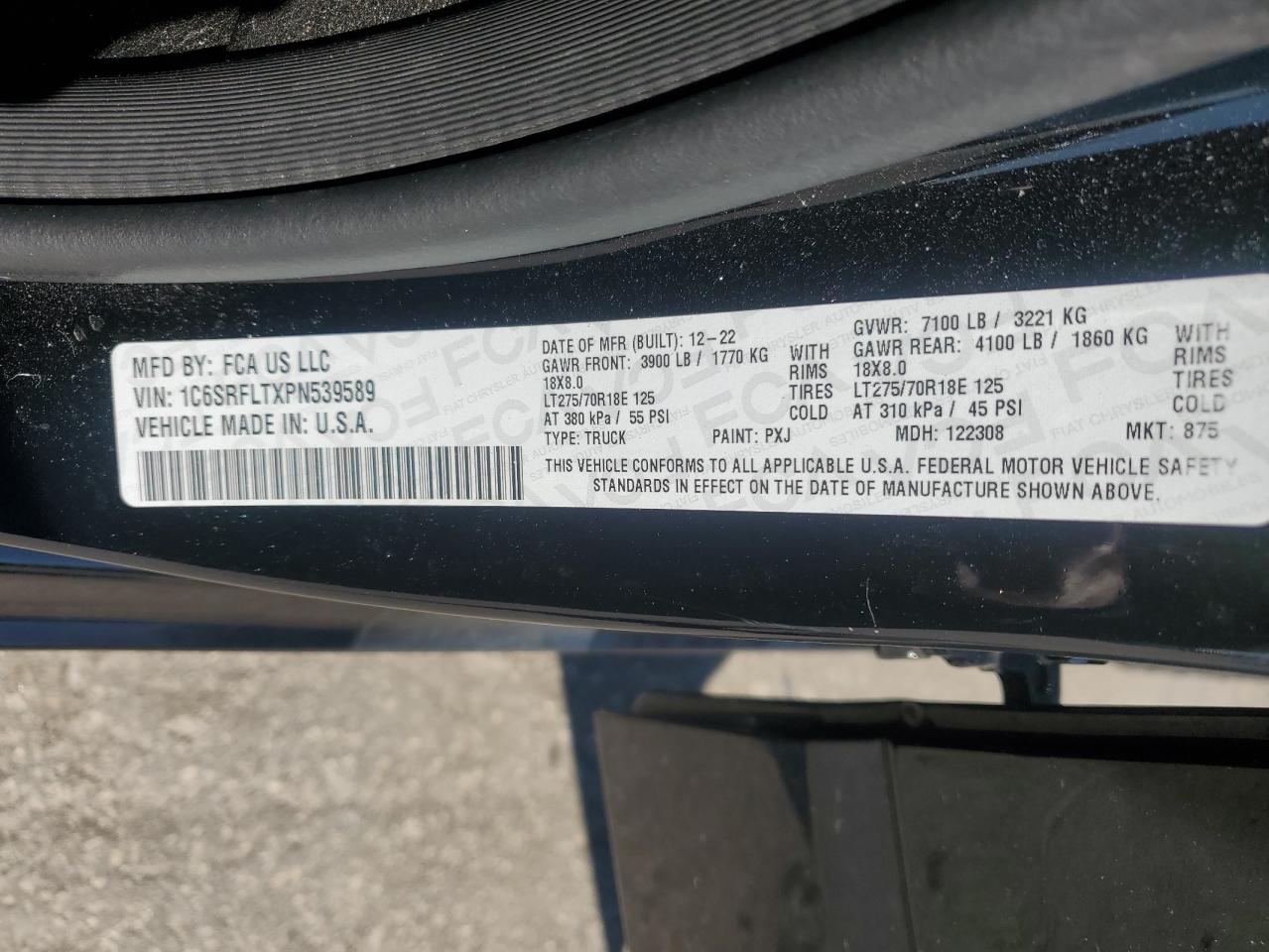 2023 RAM 1500 REBEL VIN:1C6SRFLTXPN539589