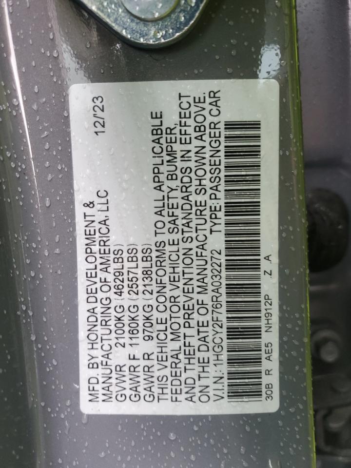 2024 HONDA ACCORD HYBRID SPORT-L VIN:1HGCY2F76RA032272