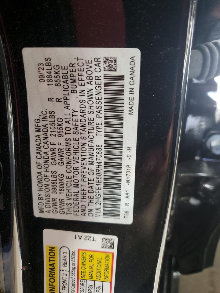 2024 HONDA CIVIC SI VIN:2HGFE1E50RH470688