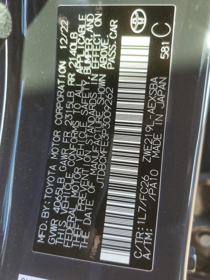 2023 TOYOTA COROLLA LE VIN:JTDBCMFE3P3009262