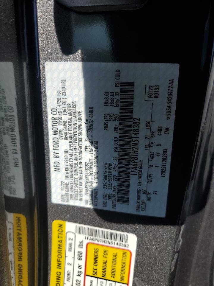 2022 FORD MUSTANG  VIN:1FA6P8TH2N5148382