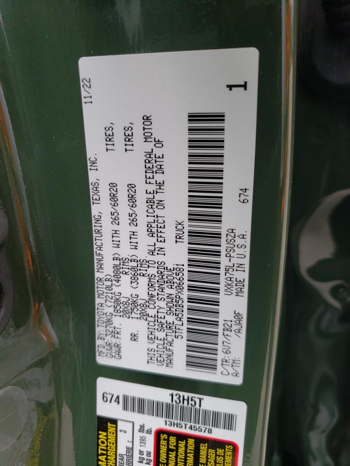 2023 TOYOTA TUNDRA CREWMAX SR VIN:5TFLA5DB5PX066581