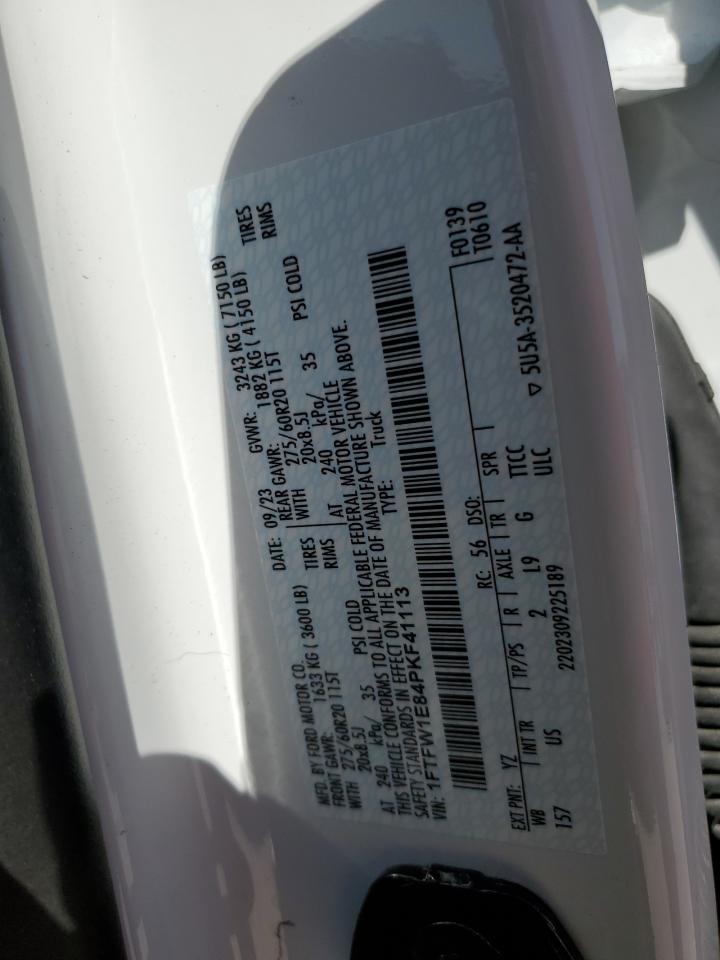 2023 FORD F150 SUPERCREW VIN:1FTFW1E84PKF41113