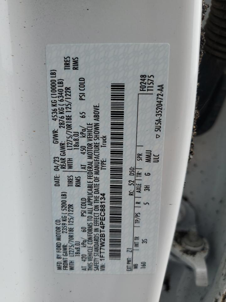2023 FORD F250 SUPER DUTY VIN:1FT7W2BT4PEC88134