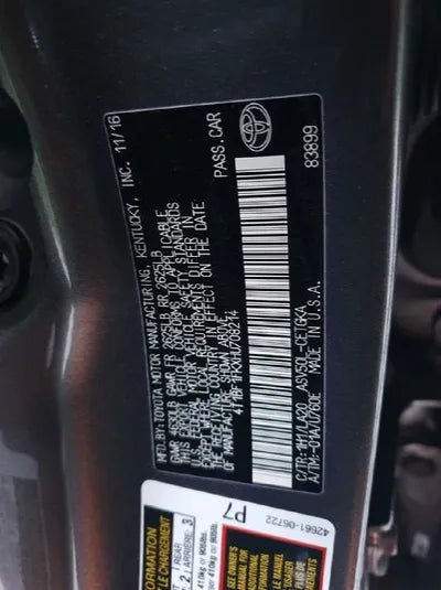 2017 Toyota Camry 4T1BF1FKXHU708214 VIN:4T1BF1FKXHU708214