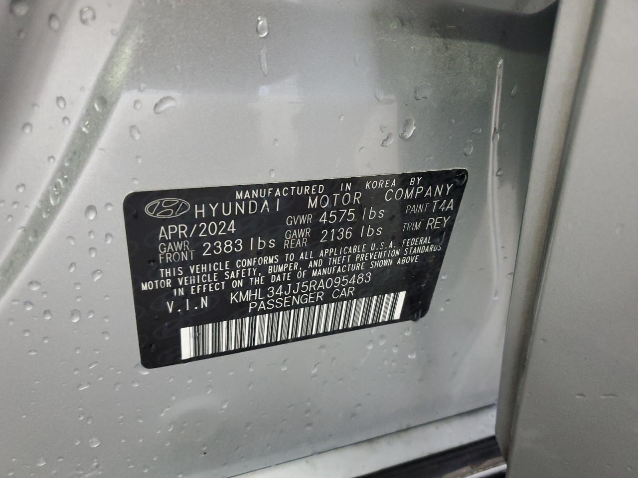 2024 HYUNDAI SONATA HYBRID VIN:KMHL34JJ5RA095483