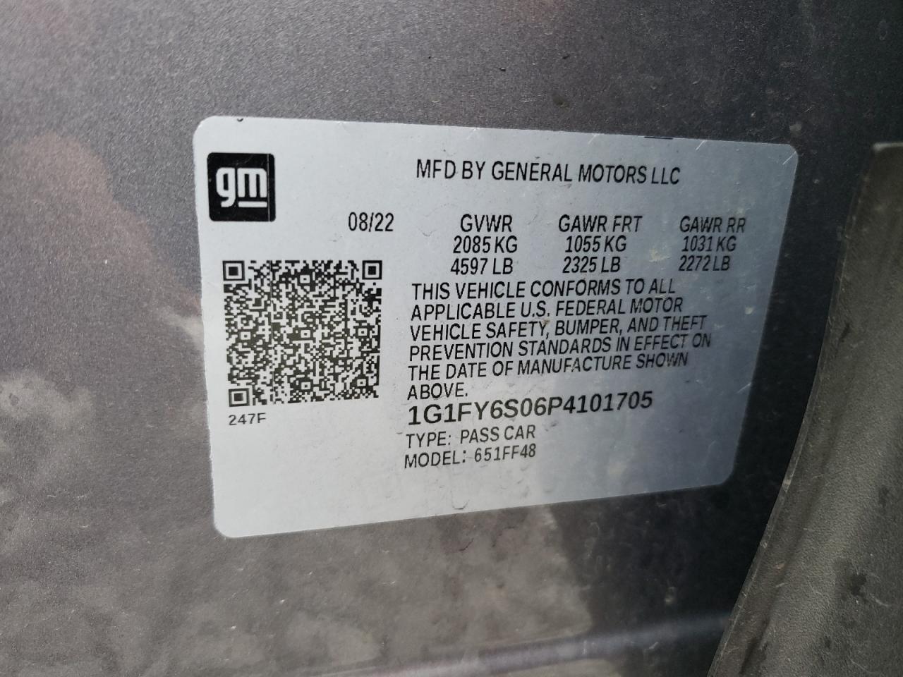 2023 CHEVROLET BOLT EUV LT VIN:1G1FY6S06P4101705