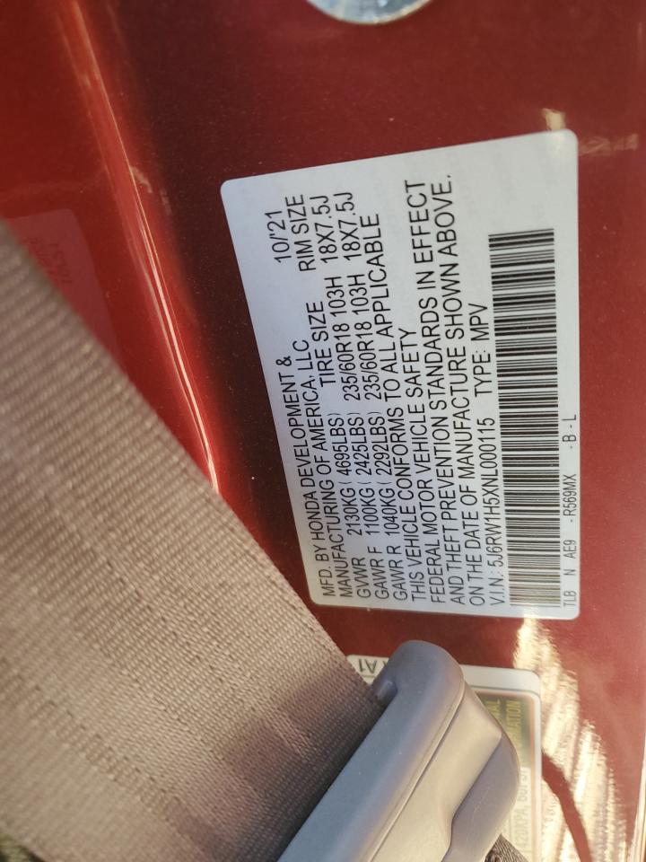 2022 HONDA CR-V EX VIN:5J6RW1H5XNL000115
