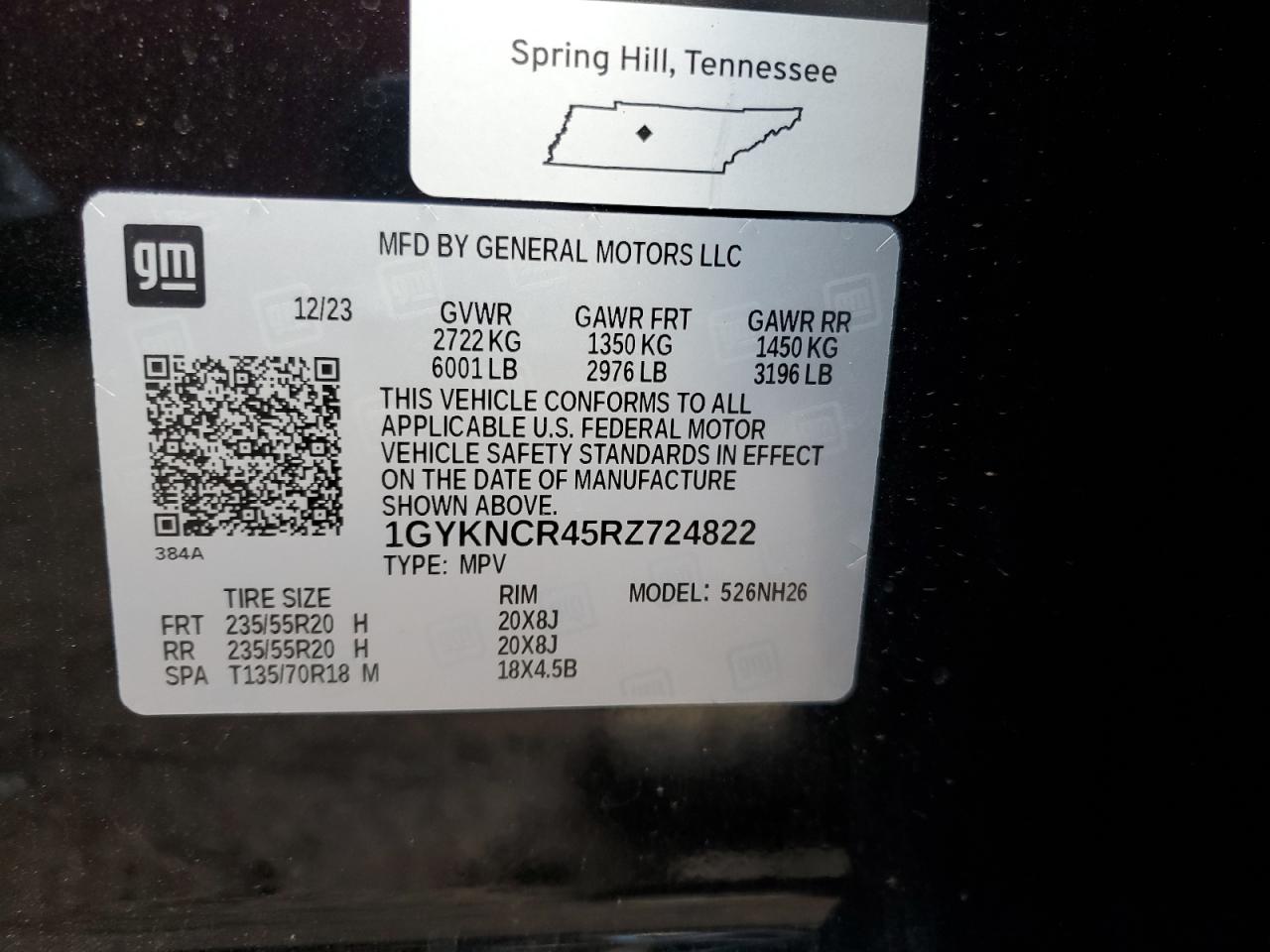 2024 CADILLAC XT5 PREMIUM LUXURY VIN:1GYKNCR45RZ724822