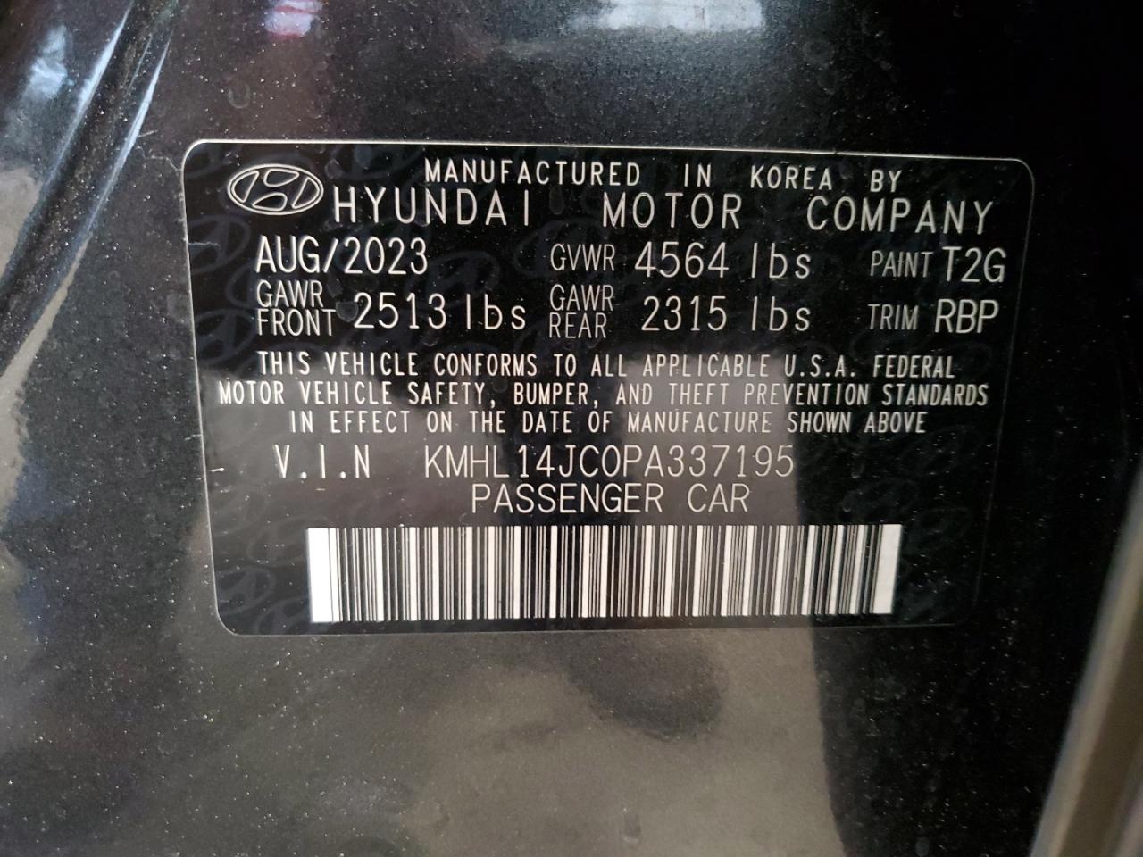 2023 HYUNDAI SONATA N LINE VIN:KMHL14JC0PA337195