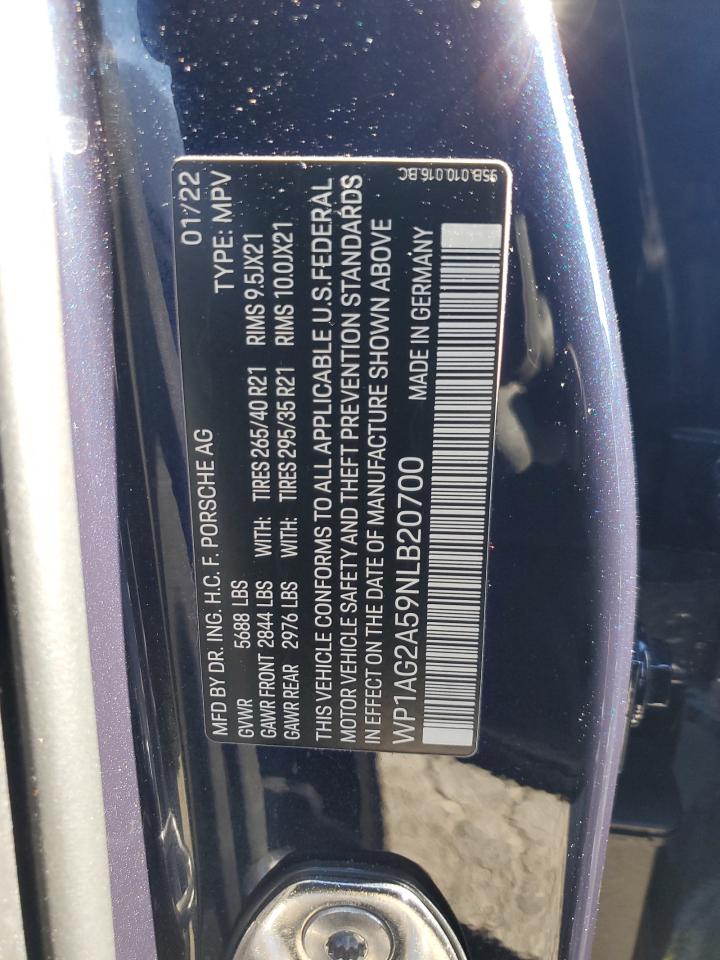 2022 PORSCHE MACAN S VIN:WP1AG2A59NLB20700