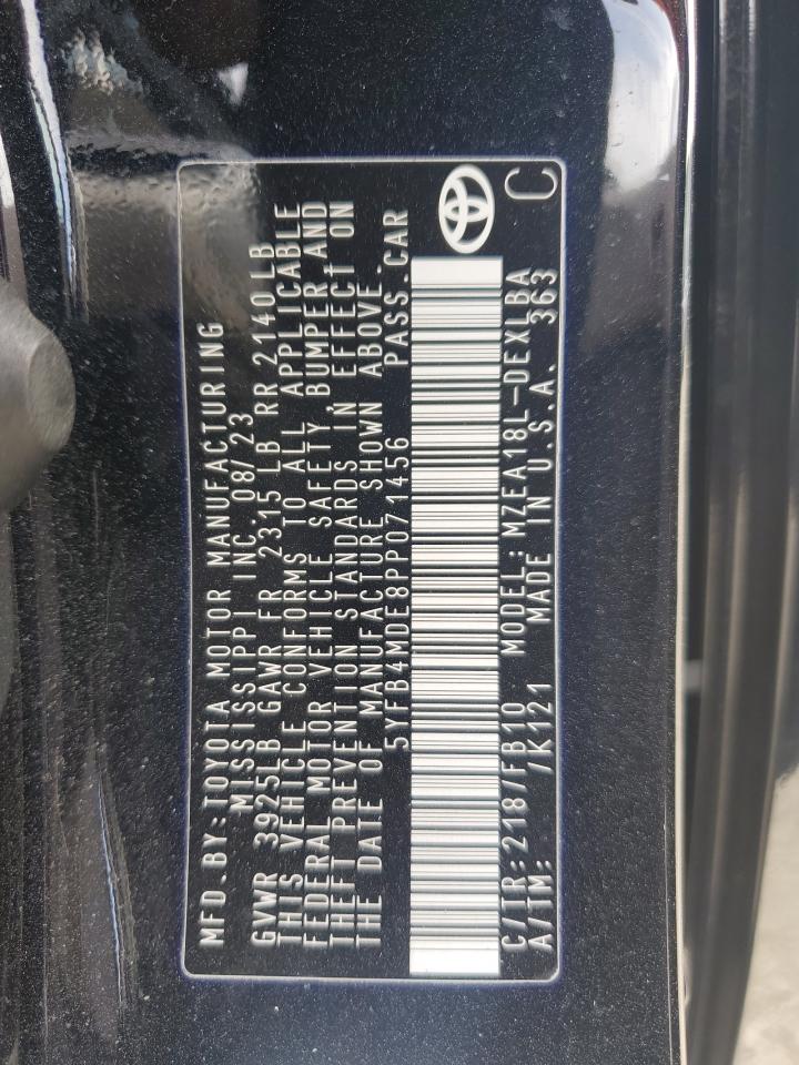 2023 TOYOTA COROLLA LE VIN:5YFB4MDE8PP071456