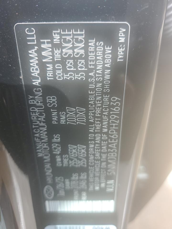 2023 HYUNDAI TUCSON SEL VIN:5NMJB3AE6PH291639