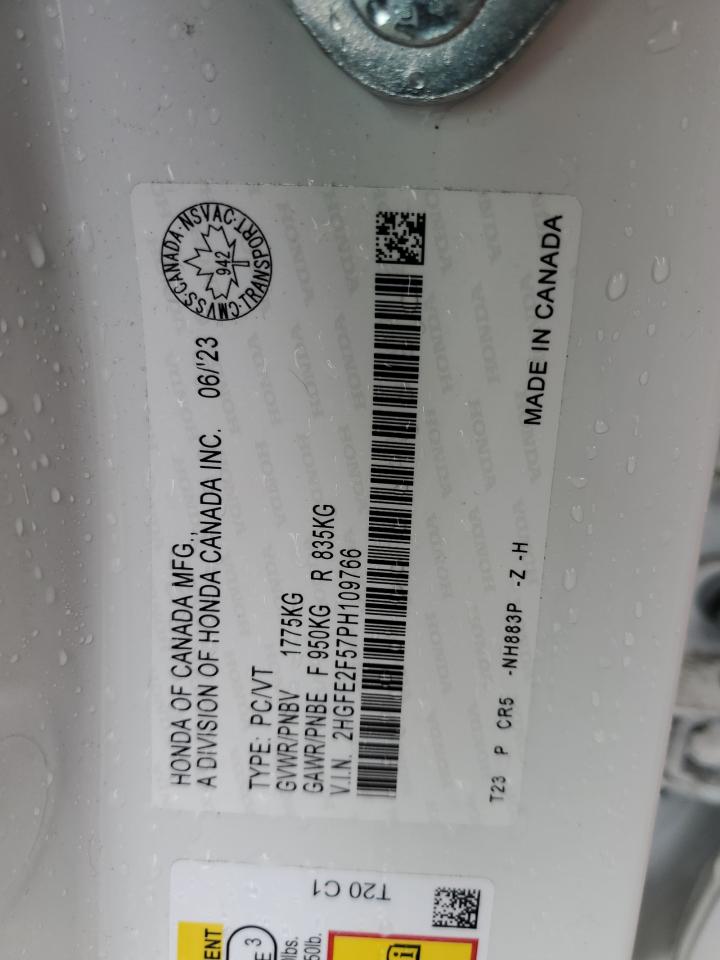 2023 HONDA CIVIC SPORT VIN:2HGFE2F57PH109766