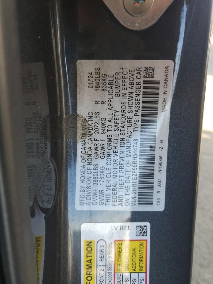 2024 HONDA CIVIC SPORT VIN:2HGFE2F56RH544748