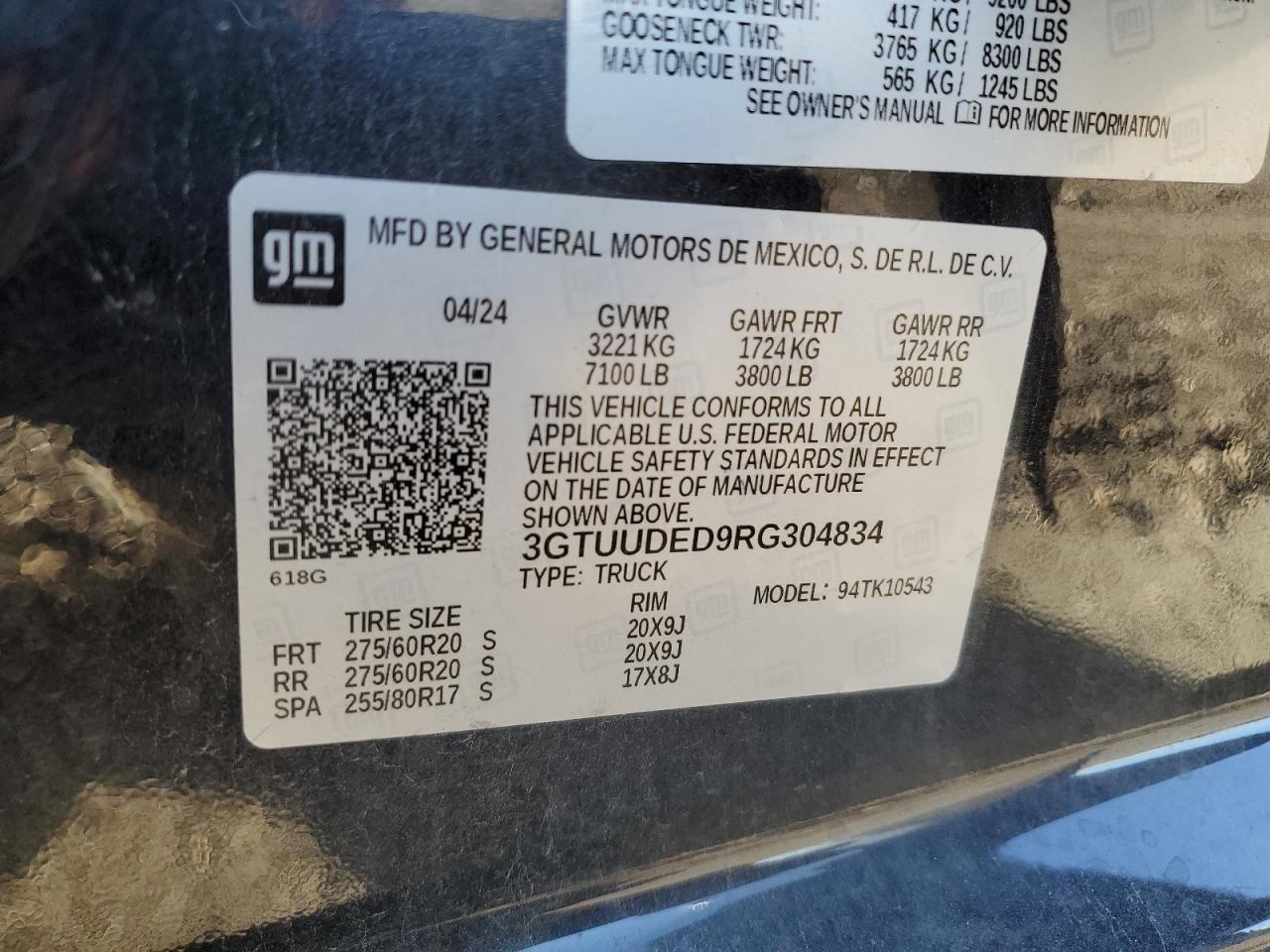 2024 GMC SIERRA K1500 SLT VIN:3GTUUDED9RG304834