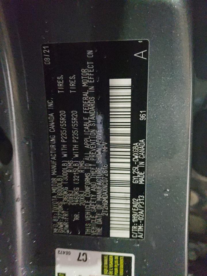 2022 LEXUS RX 450H VIN:2T2HGMDAXNC072616