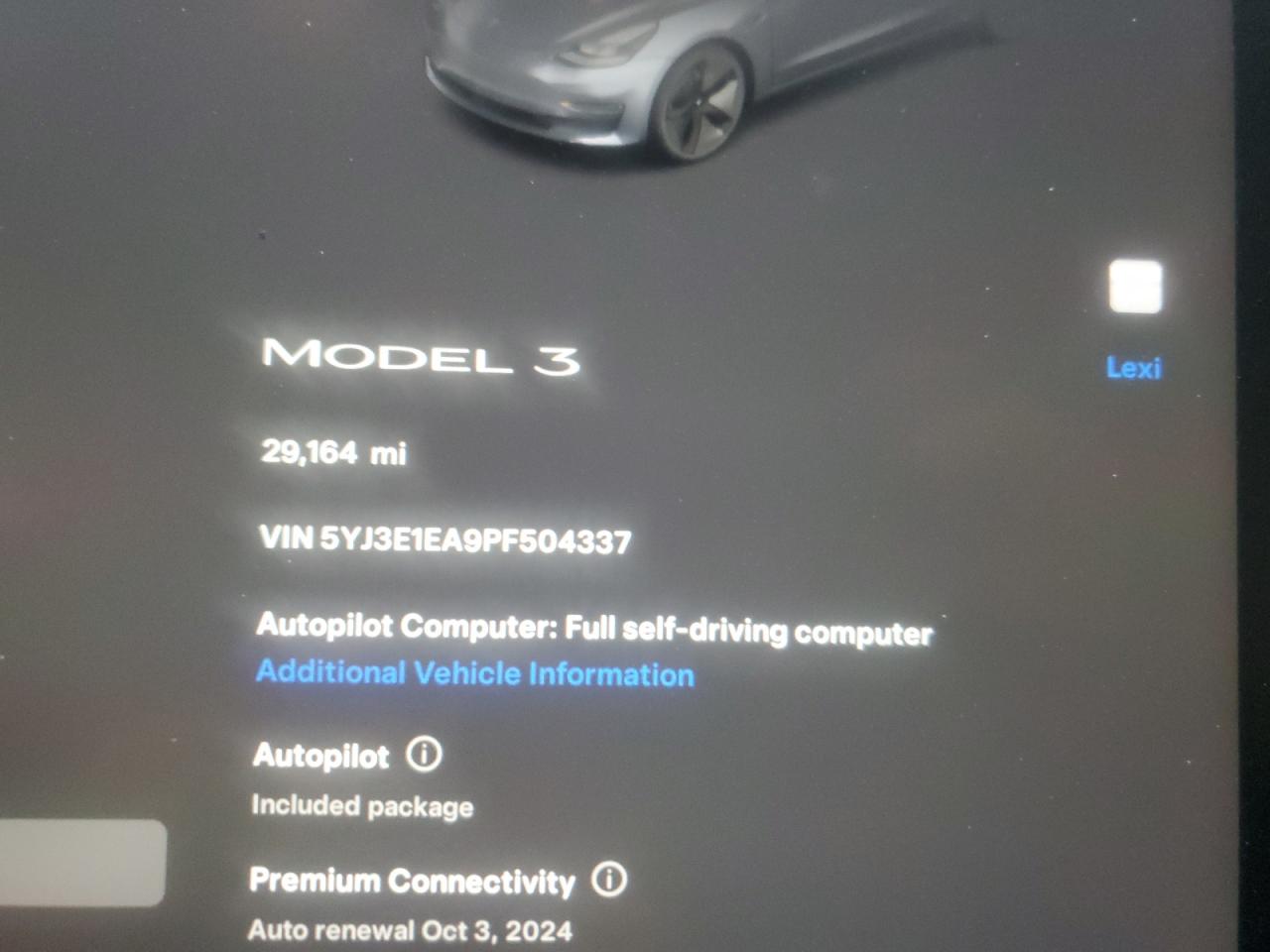 2023 TESLA MODEL 3  VIN:5YJ3E1EA9PF504337